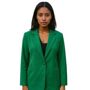 Sz XS Spring and Mercer NWT Emerald Green Single Button Blazer Lightweight